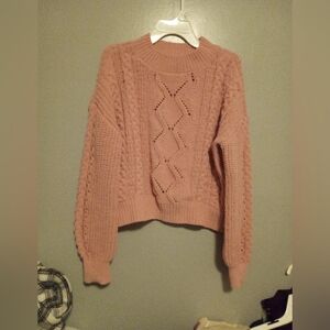 Pink Crew Neck Knit Sweater